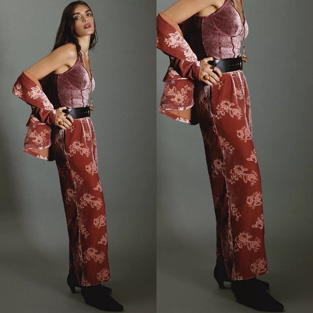 Anthropologie HUTCH Burnout Velvet Floral Pants
